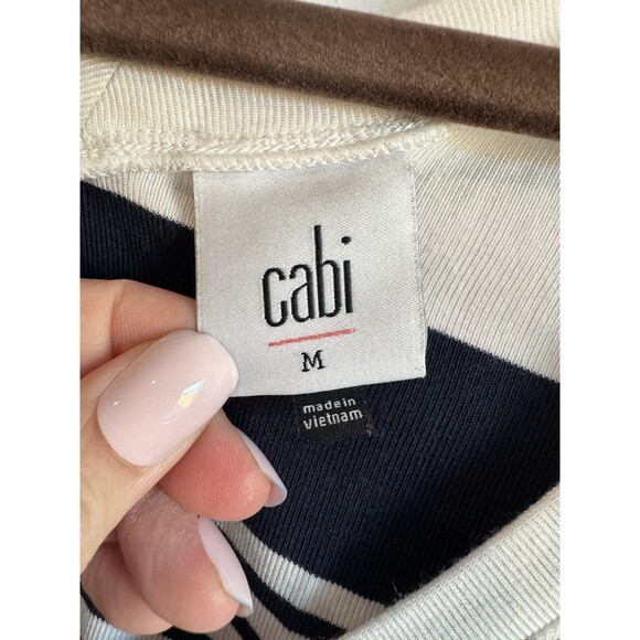 Cabi Women's Sailor Tee Shirt Black White Striped Nautical Short Sleeve Medium - Picture 4 of 9